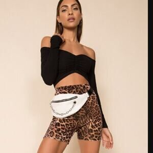 NWT! Superdown TIGER MIST Sweetheart Black Ribbed Long Sleeve Crop Top XS